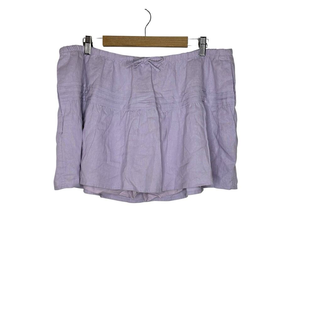 NWT Hollister‎ Linen Blend Skort XXL Ruffle Festival Feminine Pockets Lavender